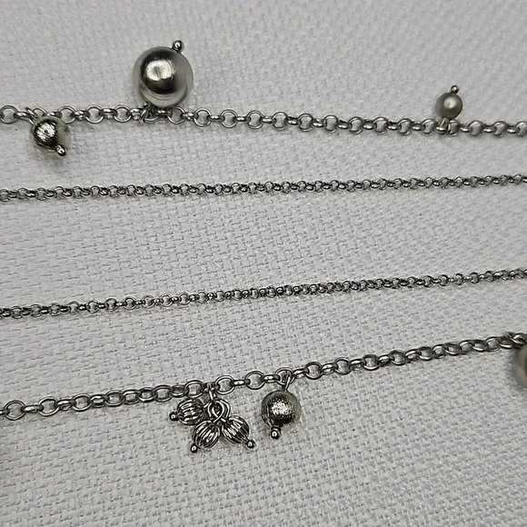 Lia Sophia Double-Stranded Long Silver Layered Necklace - Picture 9 of 13